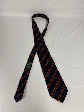 Oxford Navy Tie with Red and Gold Stripes
